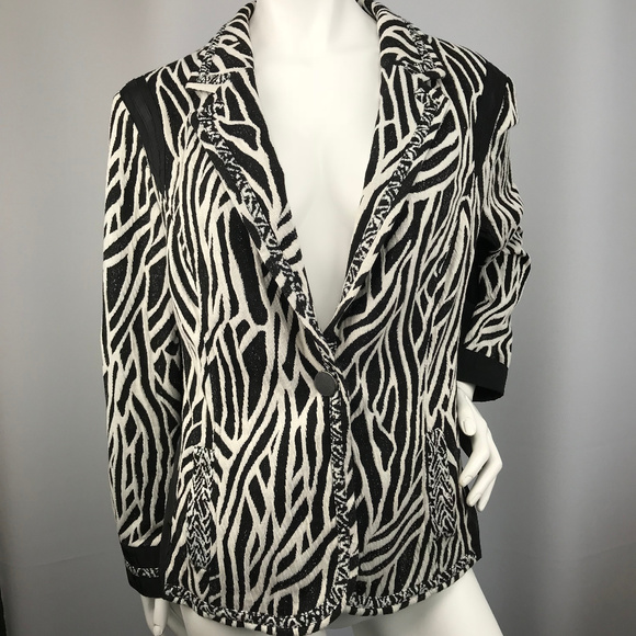 Chico's Jackets & Blazers - Chicos Large Size 12 Zebra Stripe Blazer Jacket